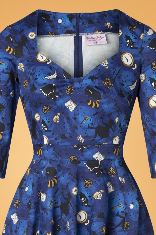 Topvintage Boutique Collection - Exclusief TopVintage ~ Eliane Wonderland Swing jurk in blauw 6