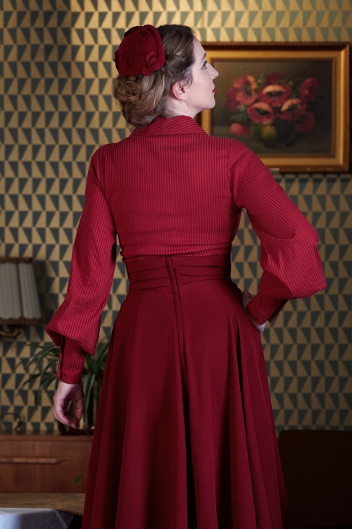 Miss Candyfloss - 50s Calista Rose Blouse in Red 2