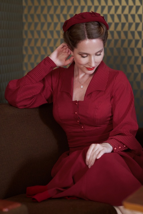 Miss Candyfloss - 50s Calista Rose Blouse in Red