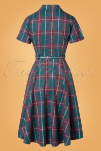 Collectif Clothing - Caterina Lake geruite swing jurk in teal 6