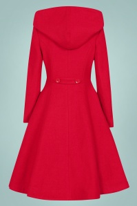 Collectif Clothing - Heather Hooded Swing Coat Années 50 en Rouge 5
