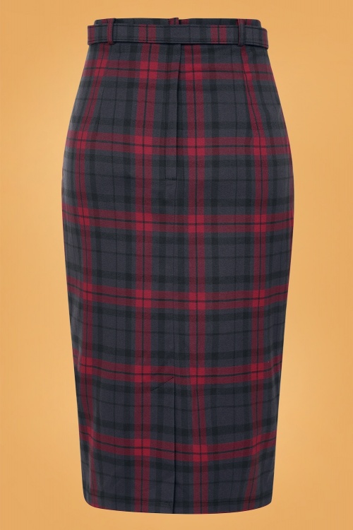 Collectif Clothing - 50s Agatha Smoky Check Pencil Skirt in Charcoal 2