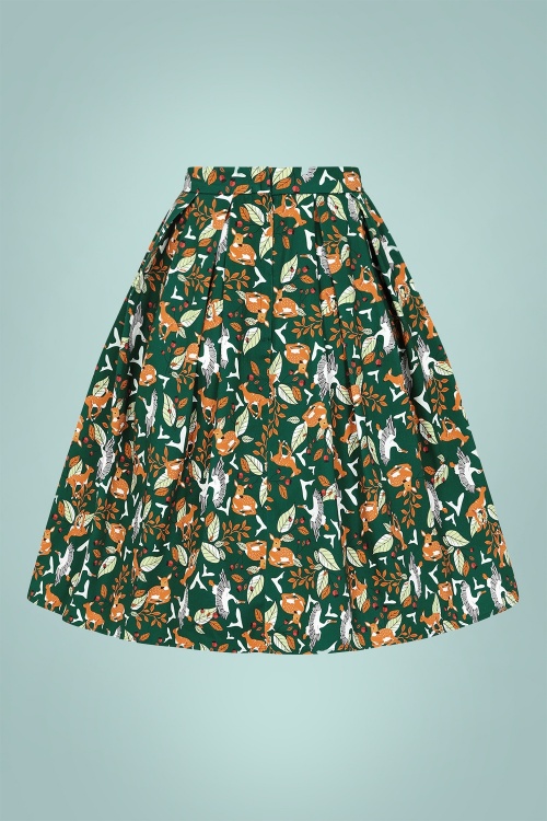 Collectif 44453 Marilu Wild Berry Fields Swing Skirt Green 20220823 021W