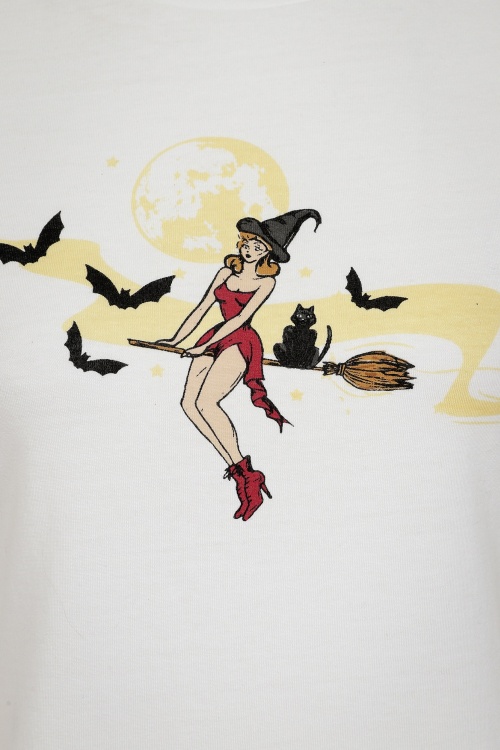 Collectif Clothing - Witches T-Shirt Années 50 en Blanc 2