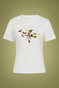 Collectif Clothing - Witches T-Shirt Années 50 en Blanc