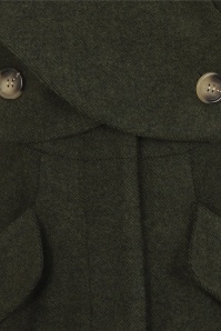 Collectif Clothing - September Double Wrap Coat Années 50 en Vert Olive 4