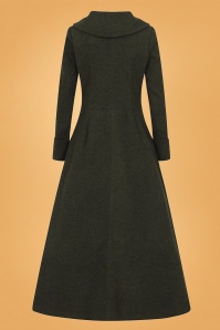 Collectif Clothing - September Double Wrap Coat Années 50 en Vert Olive 5