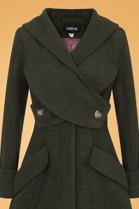 Collectif Clothing - 50s September Double Wrap Coat in Olive Green 3