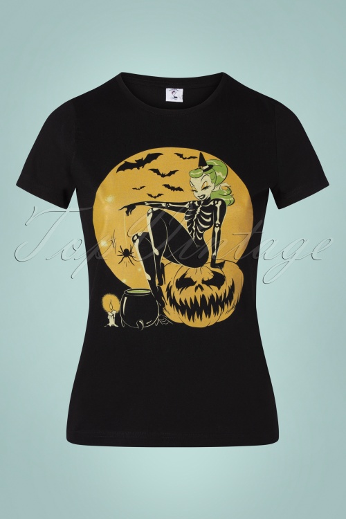 PinRock - 50s Hallowitch T-Shirt in Black
