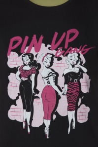 PinRock - Pin Up Gang T-Shirt in Schwarz 2
