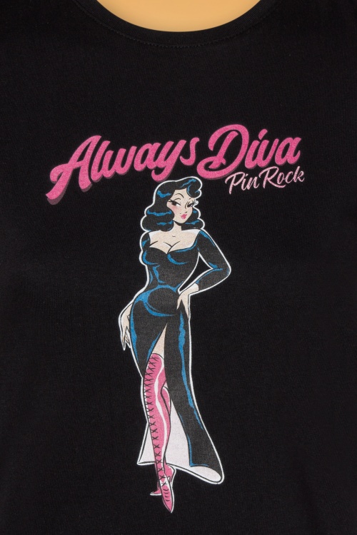 PinRock - Always Diva T-Shirt in Schwarz 2