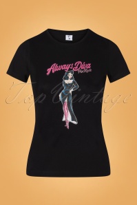 PinRock - Always Diva T-Shirt Années 50 en Noir