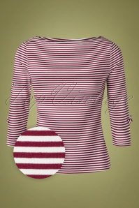 Banned Retro - 50s Merry Xmas Stripe Top in White and Red