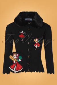 Banned Retro - 50s Vintage Christmas Holiday Cardigan in Black