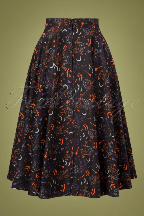 Banned Retro - 50s All Hallows Cat Swing Skirt in Black 4