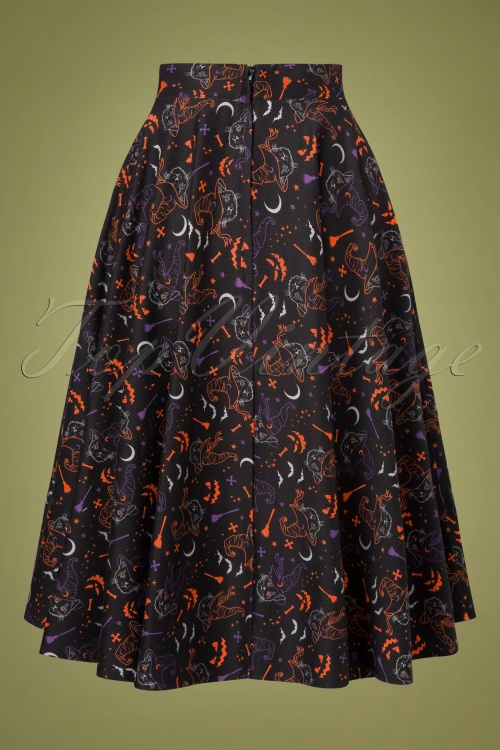 Banned Retro - All Hallows Cat Swing Skirt Années 50 en Noir 4