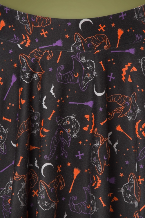 Banned Retro - 50s All Hallows Cat Swing Skirt in Black 3