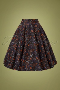 Banned Retro - 50s All Hallows Cat Swing Skirt in Black 2
