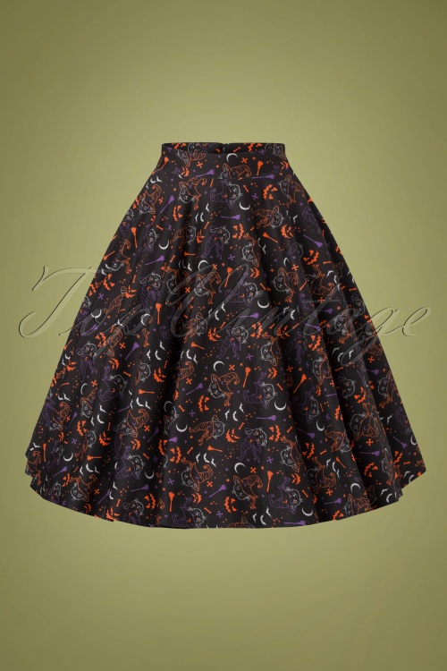 Banned Retro - 50s All Hallows Cat Swing Skirt in Black 2