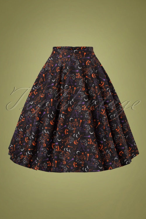 Banned Retro - All Hallows Cat Swing Skirt Années 50 en Noir 2