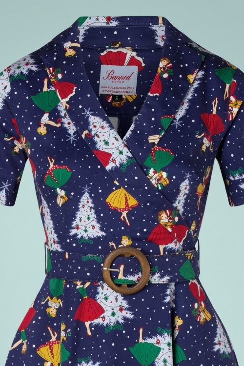 Banned Retro - Vintage Christmas Swing Kleid in Marineblau 3