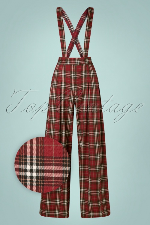 Banned Retro - 40s Winter Check Trousers in Red