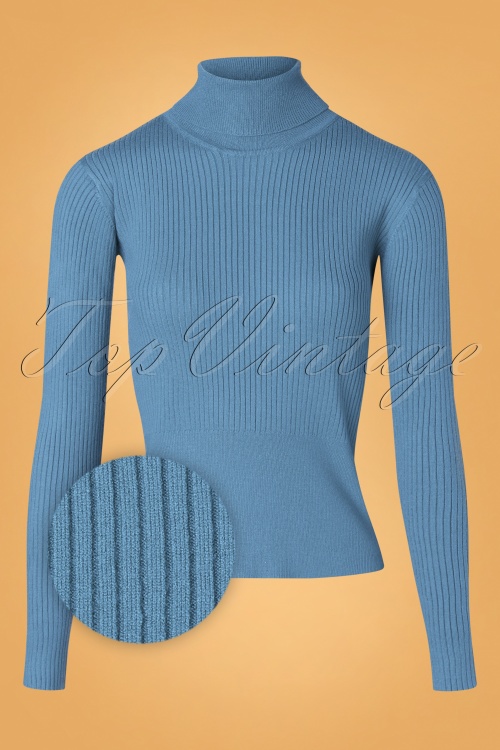 Wild Pony - 70s Janis Turtleneck Jumper in Cloudy Blue