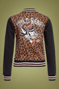 Queen Kerosin - 50s Wild Rebel College Sweat Jacket in Black and Leopard