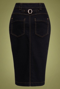 Queen Kerosin - Workwear Pencil Skirt With Zip Années 50 en Noir 2
