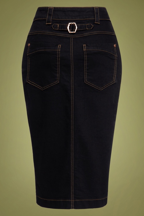 Queen Kerosin - 50s Workwear Pencil Skirt With Zip in Black 2