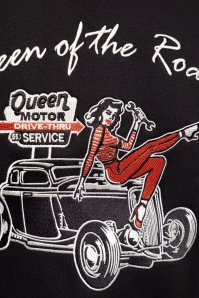 Queen Kerosin - 50s Queen Of The Road College Sweat Jacket in Black and Red 4