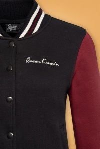 Queen Kerosin - Queen Of The Road College sweat jas in zwart en rood 3