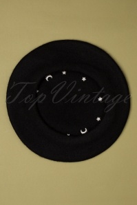 Collectif Clothing - 50s Spooky Night Wool Beret in Black 3