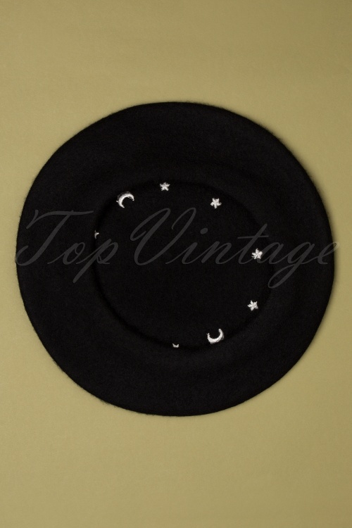 Collectif Clothing - 50s Spooky Night Wool Beret in Black 3