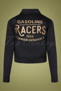 Queen Kerosin - 50s Gasoline Racers 55 Padded Gabardine Jacket in Black