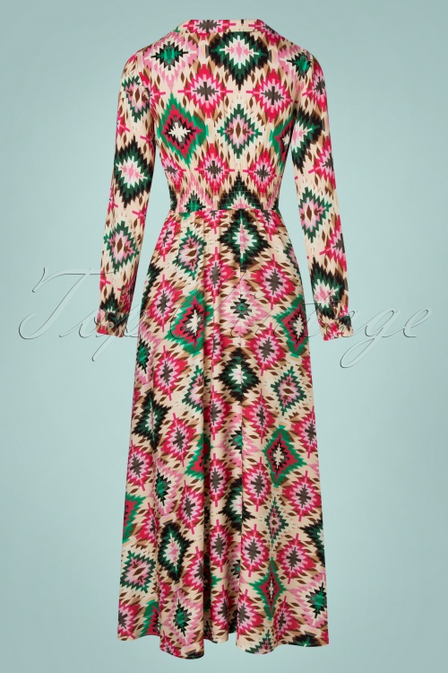 20to - 70s Aztec Dress in Beige 5