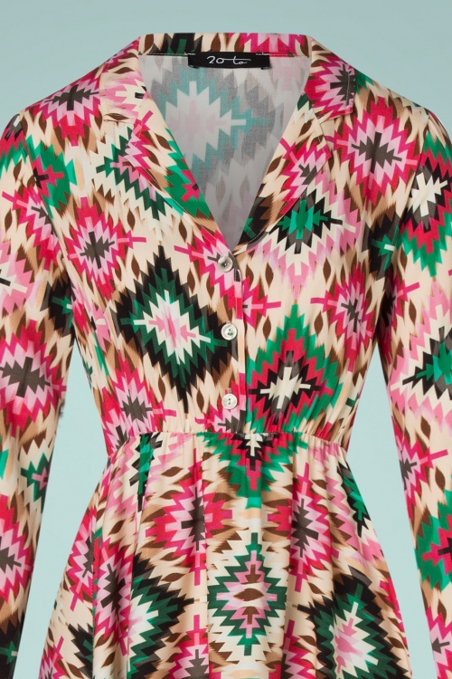 20to - 70s Aztec Dress in Beige 3