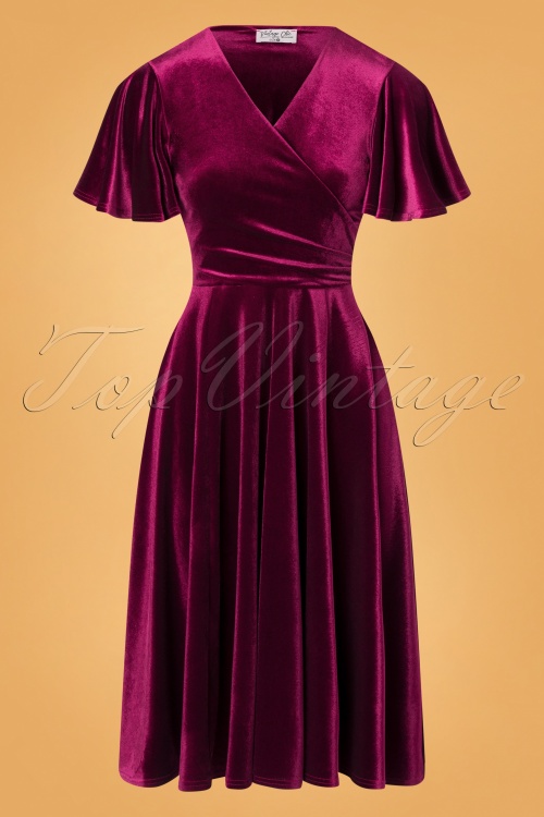 Vintage Chic for Topvintage - Zhara Swing Dress Années 50 en Bordeaux