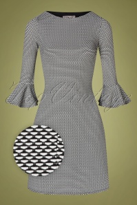 Vintage Chic for Topvintage - Zena jurk met trompetmouwen in zwart en wit