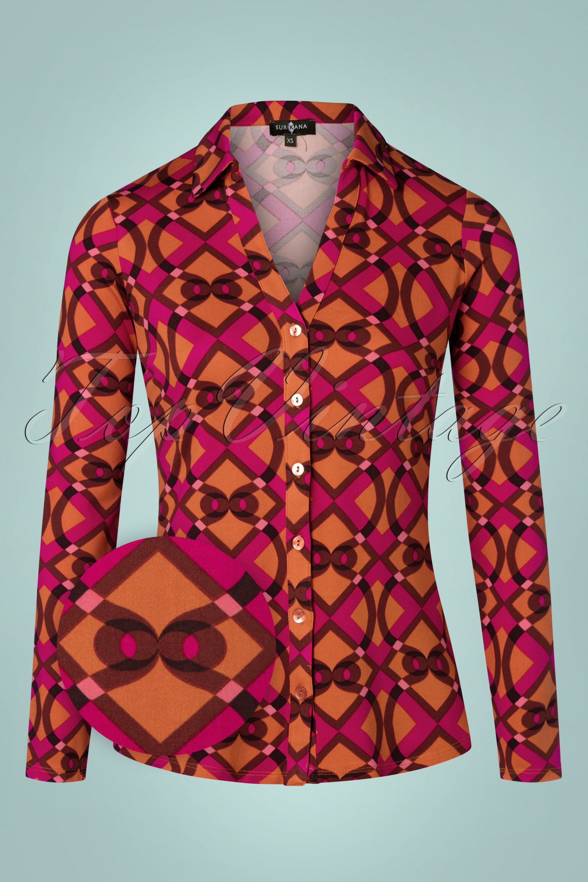 Surkana 70s Fay Blouse in Fuchsia | Shop at Topvintage