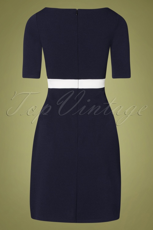 Vintage Chic for Topvintage - Reiley Dress Années 60 en Bleu Marine 4