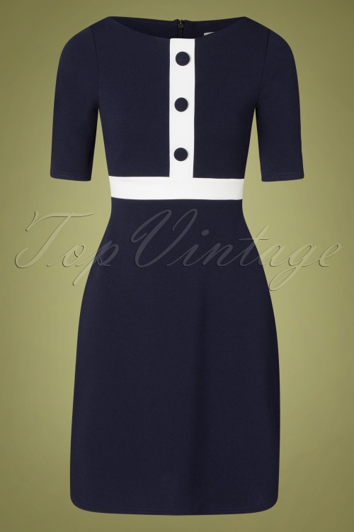 Vintage Chic for Topvintage - Reiley Dress Années 60 en Bleu Marine
