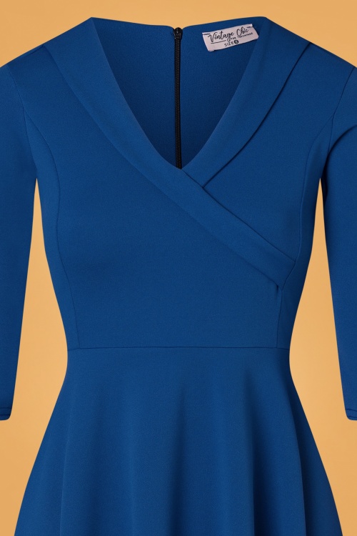 Vintage Chic for Topvintage - Vicky swing jurk in koningsblauw 2