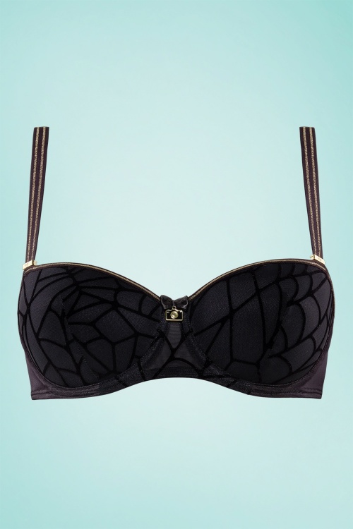 Marlies Dekkers  The Adventuress Padded Balcony Bra in Black and Gold