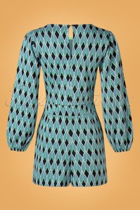 Mademoiselle YéYé - 60s Love To Love Network Jumpsuit in Blue 3