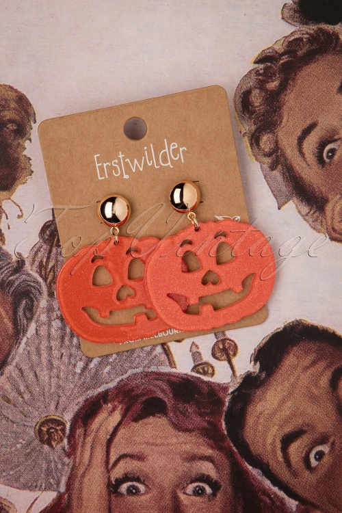 Erstwilder - Pumpkin Glitter Statement Earrings 2