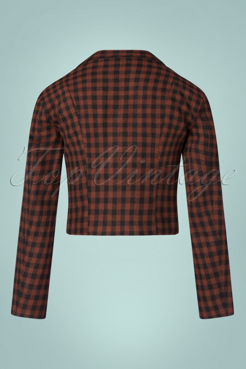 Timeless - 40s Dark Check Cropped Jacket in Copper and Black 2