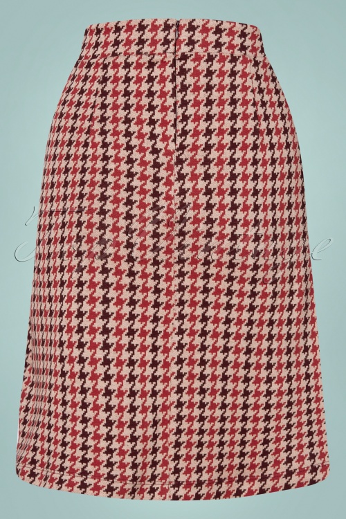 Mademoiselle YéYé - 60s In The Mood Skirt in Houndstooth Red 2