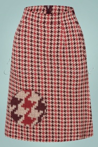 Mademoiselle YéYé - 60s In The Mood Skirt in Houndstooth Red