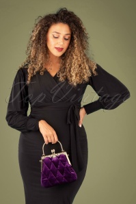 Vixen - Vintage Velvet Frame Clasp Bag Années 20 en Violet Profond 2